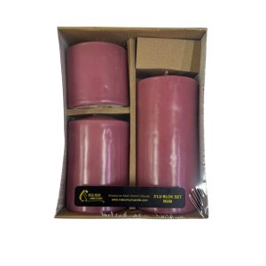 3lü Blok Mum Rose Pembe