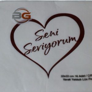 Yaldızlı Seni Seviyorum Kırmızı Peçete