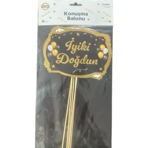 5li Konuşma Balonu İyiki Doğdun Siyah Gold