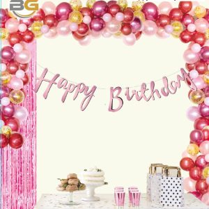 Kaligrafi Banner Happy Birthday Pembe