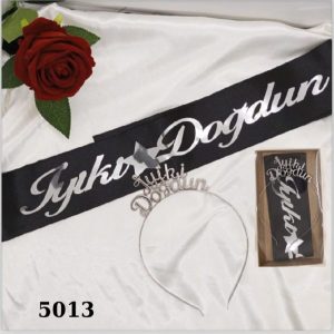 Kuşak-Taç Seti İyi Ki Doğdun Siyah-Gümüş
